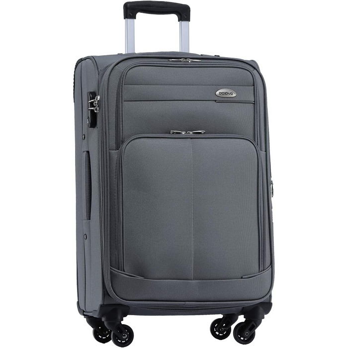 Набір валіз Beibye з тканини, сірий, з передніми кишенями та розширенням об'єму