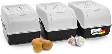 Контейнер для зберігання картоплі Novaliv | 2x 3,5 л | Білий | Короб для цибулі | Організатор для овочів та фруктів | Складний | Контейнер для зберігання моркови