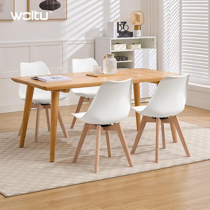 Стільці для їдальні WOLTU, набір 2 шт, з обертанням, з масиву дерева та штучної шкіри, до 100 кг, сучасний дизайн