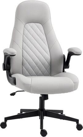 Крісло офісне Vinsetto ергономічне з регулюванням висоти та відкидною спинкою, сіре, 67x70x112-122 см