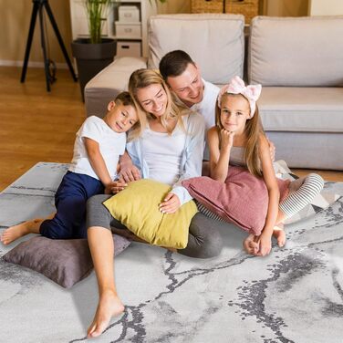 Килим Бігун для передпокою - 80x300см - - Абстрактний дизайн - Вінтажний дизайн - Строкатий килим для вітальні спальня (120 x 170 см, сірий)