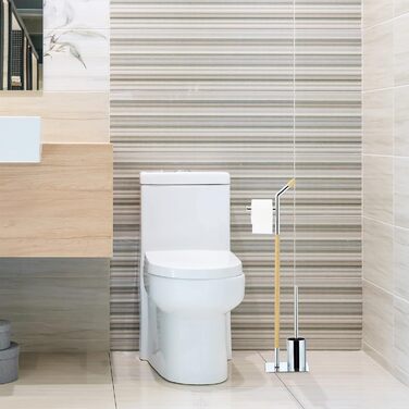 Йоржик для унітазу та йоржик, сріблясто-натуральний туалетний набір з тримачем для туалетного паперу, ВхШхГ 90 х 24 х 20 см