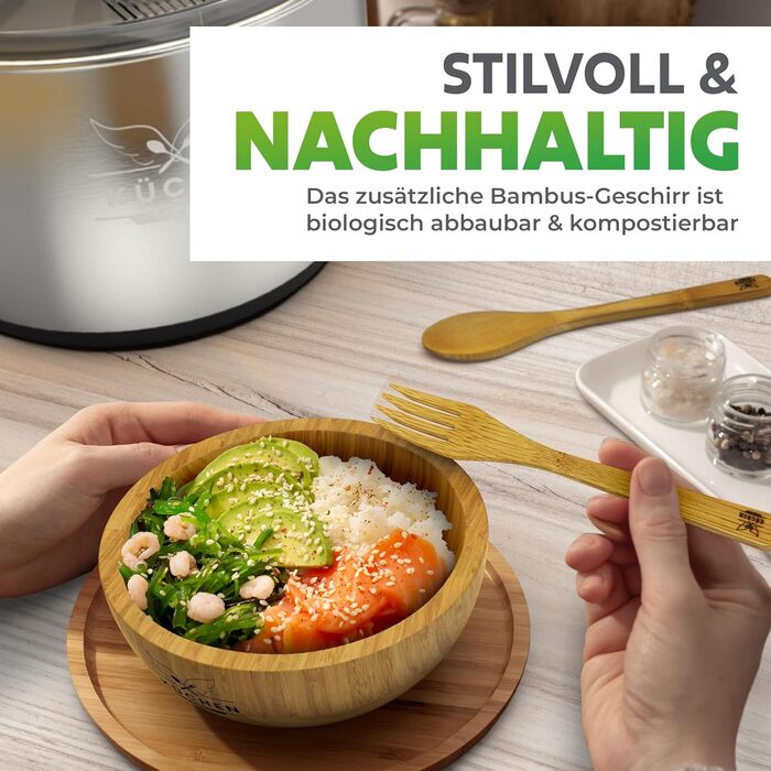 Салатниця-швидкоочисник з нержавіючої сталі, 5л [з мискою та бамбуковим приладдям]