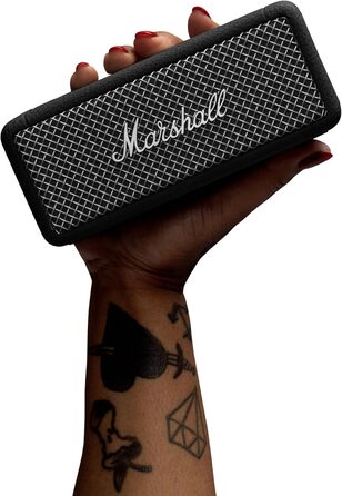Портативна Bluetooth-колонка Marshall Emberton II, бездротова, стійка до пилу та води IP67, стереопара, до 30 годин роботи, швидка зарядка, для дому та вулиці, чорна зі сталлю