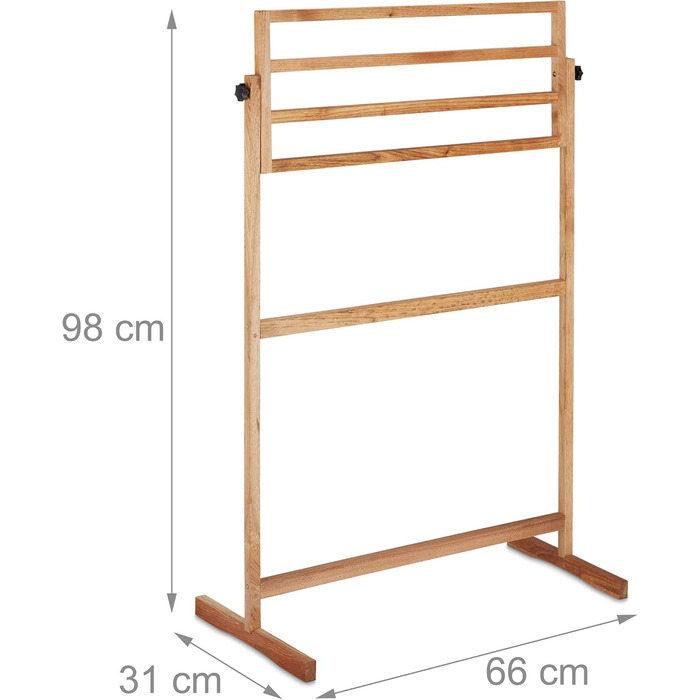Рушникосушка стояча, 4 полюси, HBD 98x66x31 см, дерево горіха, натуральне