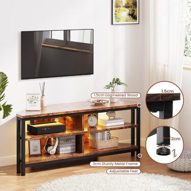 Тумба під телевізор Dripex з LED-підсвіткою, кутовий ТВ-шафка, колір коричневий, 106x45.5x36 см