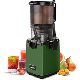 Фреш-прес Fretta Slow Juicer: Швидкий та зручний соковичавник з нержавіючої сталі для овочів та фруктів, 135 мм, 1.8 л, з функцією реверсу, 250W (Темно-зелений)
