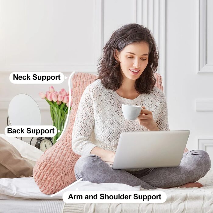 Крісло-мішок Holawakaka для читання та відпочинку з підлокітниками та спинкою, велике, рожеве