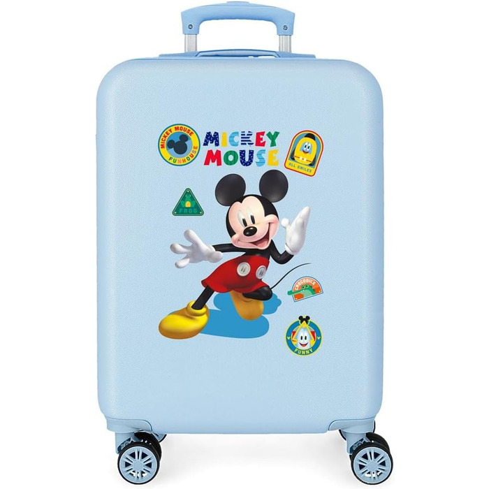 Валіза Disney Mickey All Smile Blue, 38 x 55 x 20 см, жорстка ABS, бічний кодовий замок, 35 л, 2 кг, 4 подвійні колеса, ручна поклажа