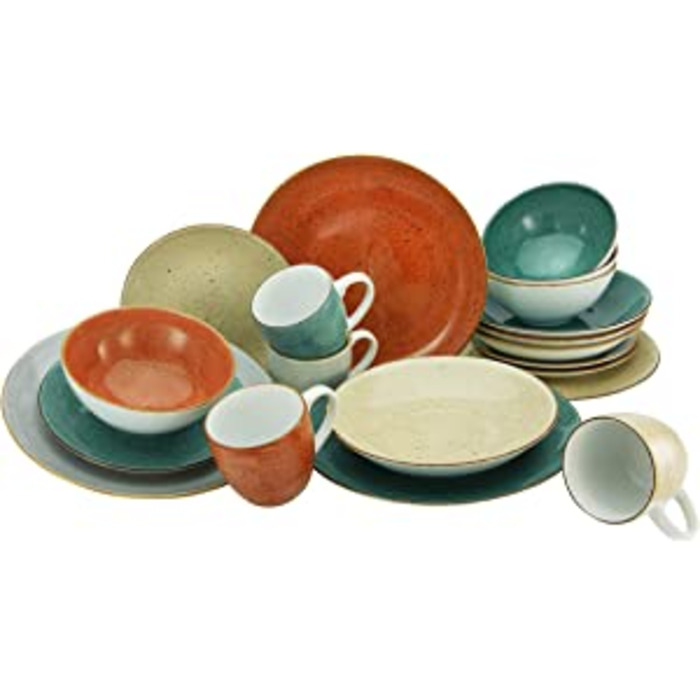 Серія Vintage Nature VERONA, набір посуду, комбінований сервіз з 16 предметів, Фарфор, Різнокольоровий, 20441