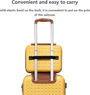 Валіза-тележка KONO з жорсткою оболонкою, 76x50x31 см, білий колір (з жовтим та косметичним набором)