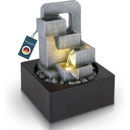 Декоративний фонтанчик для дому з підсвіткою, сірий, 5-рівневий