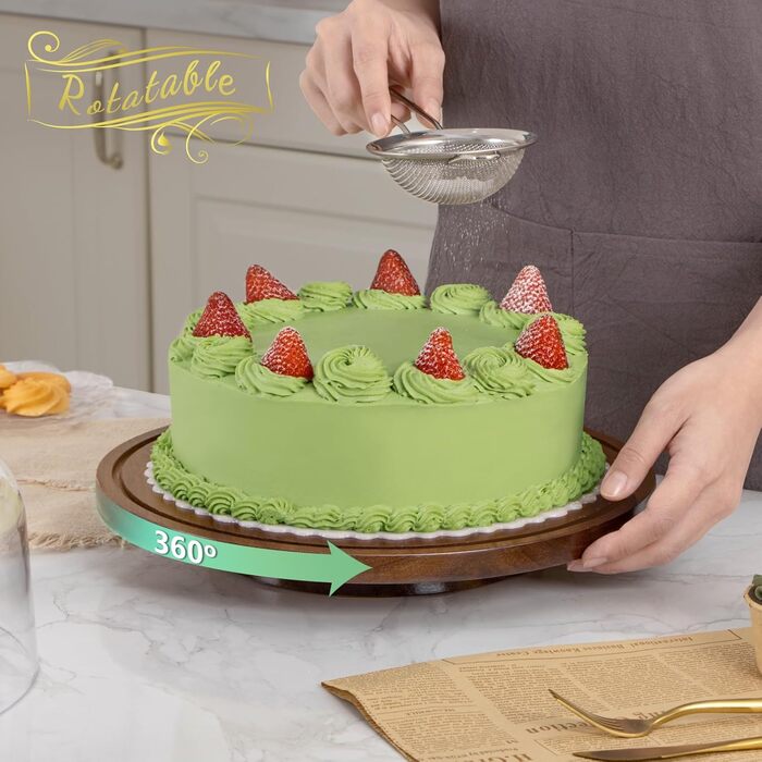 Тортниця з підставкою, дерев'яна та акрилова, з кришкою - для тортів та випічки