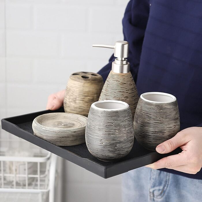 Набір аксесуарів для ванної кімнати Beige, 6 предметів, кераміка, декор, мильниця, дозатор для мила, подарунок