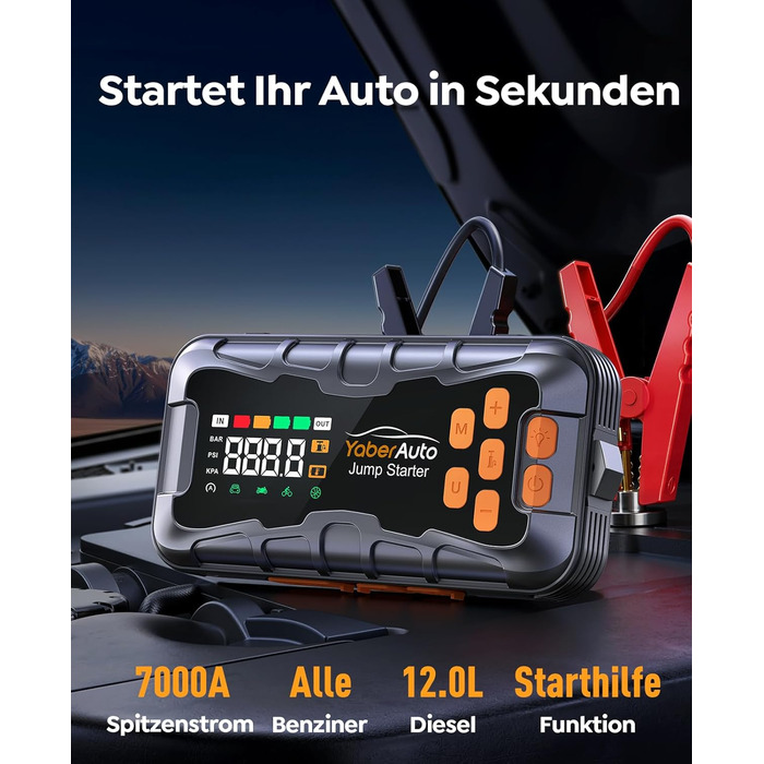 Powerbank 16 в 1 з компресором 160PSI, 27000mAh для авто: старт, світло, інструменти