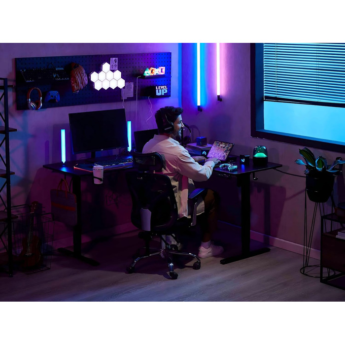 Електричний кутовий стіл WALKINGDESK 160 x 140 см з регулюванням висоти, чорний. Стіл для офісу, геймінгу та дому з кабелеуправлінням