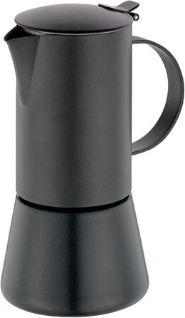 Кавоварка Cilio AIDA підходить для всіх типів плит, включаючи індукційні плити Ø 9 см, H17,5 см Італійська кавоварка Cafeteria Mocha машина (матова чорна, 6 чашок)