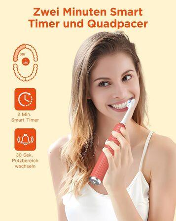 Електрична зубна щітка звукового типу для дорослих та дітей Rosenrot, 5 режимів, 3 інтенсивності, таймер, 8 насадок, етитуй