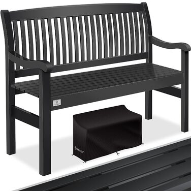Садова лавка KESSER® з дерева для 3-4 осіб, анодований антрацит 125 см, стійка до погодних умов, витримує до 320 кг, з чохлом для балкона, тераси та саду