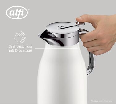 Термос Alfi SKYLINE 1,5л з нержавіючої сталі, білий матовий, з термоізоляцією та скляною вставкою