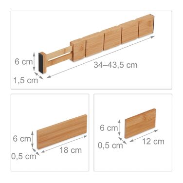 Набір роздільників для ящиків Relaxdays, 13 штук, з бамбука