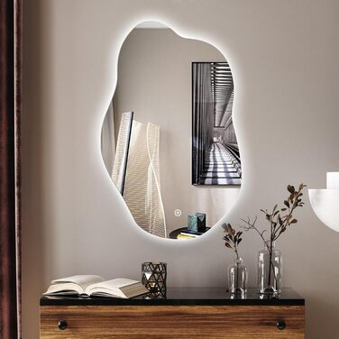 Дзеркало для ванної кімнати Badspiegel 70x50см з підсвічуванням 3 кольори, сенсорне керування, прямокутне, 62x90см, енергоклас A++