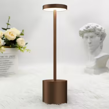 Бездротова LED настільна лампа Hapfish 5000mAh, акумуляторна, димована, 3 режими світла, USB зарядка, для вулиці, нічного столика, письмового столу, балкона, коричнева