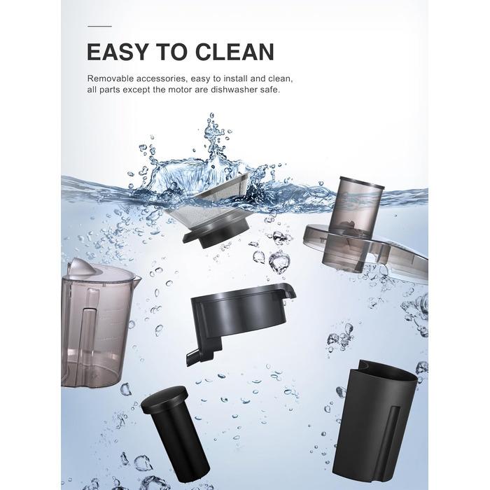 Відцентровий соковитискач QCen з широким завантажувальним отвором 8 см, нержавіюча сталь, BPA-free, 800W, для фруктів та овочів