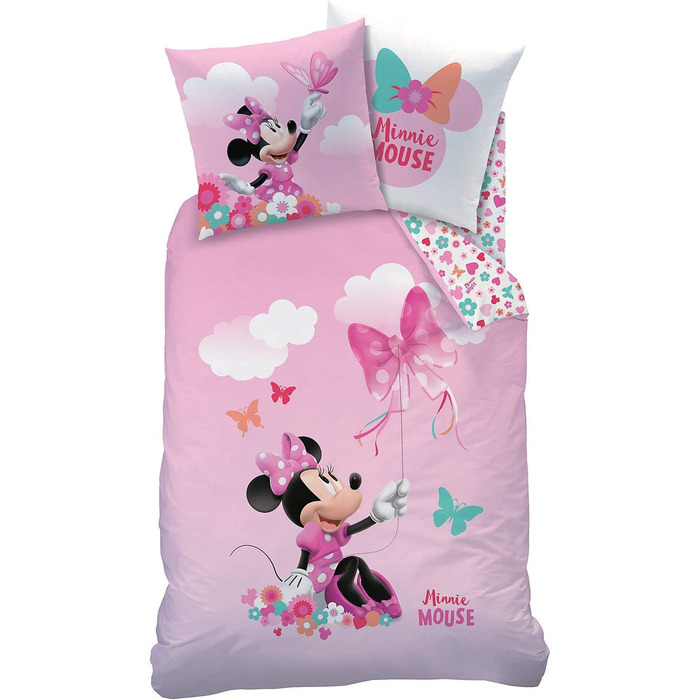 Дитяча змінна постільна білизна CTI Minnie Mouse Renforc рожевого кольору, 2 шт., 135x200 см (80x80 см)