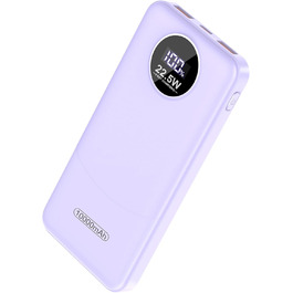 Порти, LED, для iOS/Android, фіолетовий, 10000mAh, 22.5W PD QC 3.0, USB-C, 3