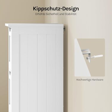 Шафа для ванної кімнати WOLTU, вузька шафа з 3 висувними ящиками, 32 x 30 x 81 см, для ванної, вітальні, спальні, кухні, сучасний дизайн, білий колір, BZS123ws