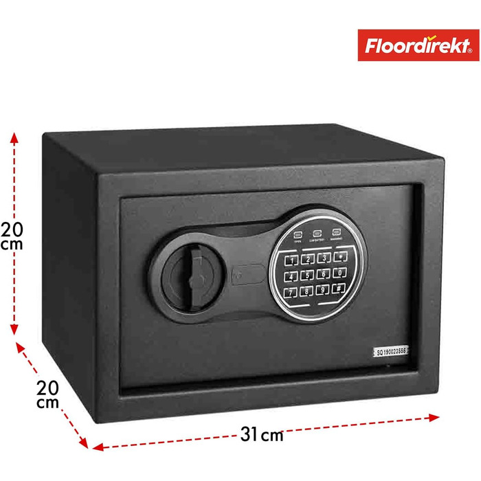 Мобільний сейф Floordirekt Tresor Grasberg: захист для дому, 20x31x20 см, антрацит, електронний та комбінаційний замок, настінний сейф з болтами та ключем