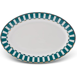 Тарілка для сервірування KARACA Aries Porcelain, 36 см, унікальний дизайн, порцеляна, сервірувальні тарілки, глибокі тарілки, зелений різнокольоровий