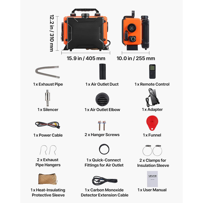 Дизельний опалювач VEVOR 8 кВт 12/24 В з пультом керування та LCD-дисплеєм, 4.5 л, для вантажівок та автодому