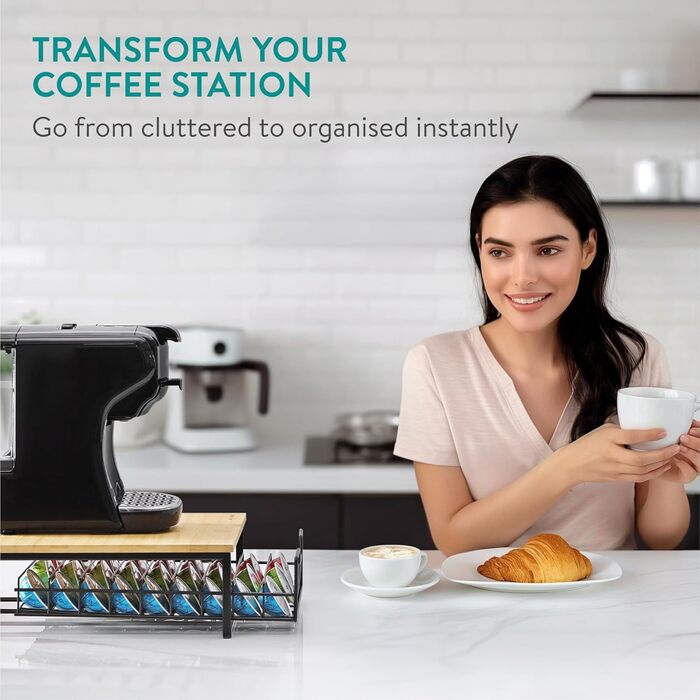 Тримач для капсул Tassimo Navaris з бамбука та заліза - органайзер для 54 капсул - чорний