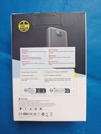 Дисплей, ліхтарик, для смартфона/планшета, 27000mAh, 22.5W PD3.0 QC4.0, USB-C, LED