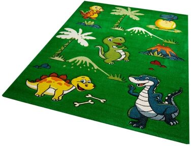 Килим-дитяча мрія, килим з динозаврами, дитяча кімната, килим з вулканом джунглів в зеленому кольорі Розмір (160x230 см)