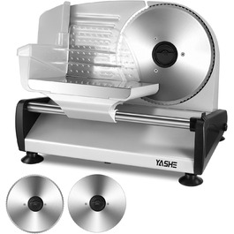 Електричний слайсер YASHE SL-518 - 250W, з регулюванням товщини 0-15 мм, 2 леза з нержавіючої сталі, безпечний, з присосками