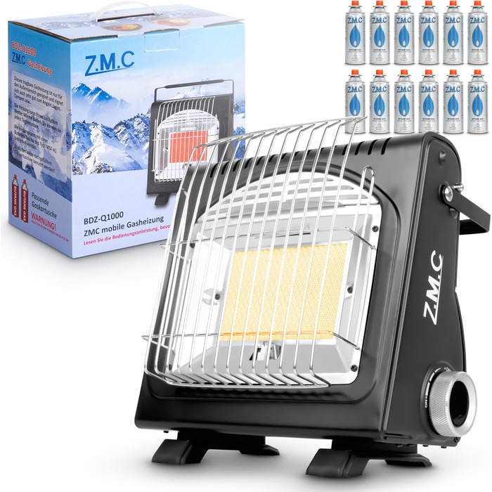 Газовий обігрівач Z.M.C 2-в-1 для кемпінгу та тераси: обігрівач та плита, 1.7 kW, Piezo-запалювання, 12 газових форсунок
