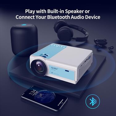 Проектор Staratlas Beamer 5G WiFi Bluetooth Full HD 12000 Люмен, Native 1080P 4K, для домашнього кінотеатру, сумісний з iOS/Android/Fire Stick/HDMI/USB/PS5, білий (біло-сірий)