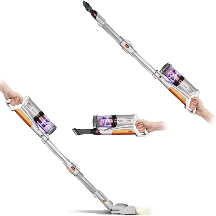 Турботріонік StormStick: Вертикальний пилосос 120 Вт з фільтром MIF, 5 м кабелем, 11 кПа, циклонна технологія (сріблястий)