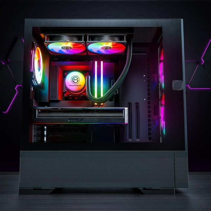GameMachines Element, чорний, ігровий ATX корпус для ПК з 3 A-RGB вентиляторами