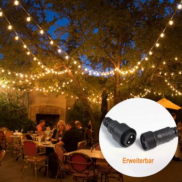 BRIMAX LED гірлянда для вулиці 30м, IP44, 46+4 лампочки G40, 2200K, розширювана, для кемпінгу, свят, вечірок