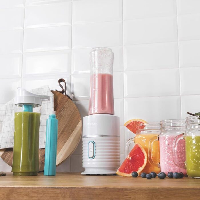 Портативний блендер Cecotec Power Titanium 300 EasyGo: 350W, подрібнює лід, 4 леза з титановим покриттям, 2 пляшки, 2 кришки