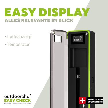 Термометр для гриля Outdoorchef Easy Check Quadro з Bluetooth, 4 датчики, 200м, миюча посудомийна машина, з магнітною док-станцією