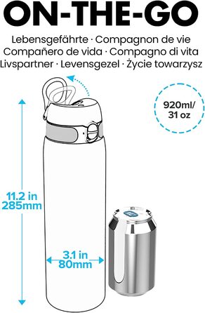 Герметична пляшка для пиття Ion8 об'ємом 1 літр, з вакуумною ізоляцією, 920 мл (синя, OneTouch 2.0)