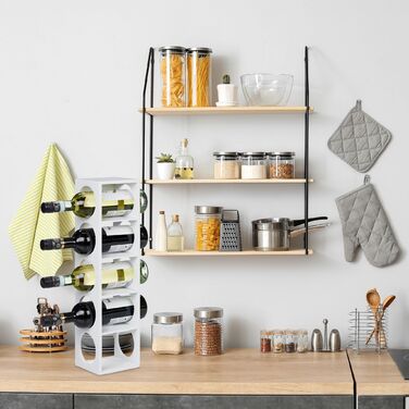 Стильна полиця для вина Relaxdays з бамбука білого кольору