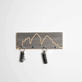 Дерев'яна брелок для ключів з переробленої деревини з гірським контуром / ручна робота в Баварії кілька варіантів обробки на вибір / Брелок для ключів Брелок для ключів Декоративні гори / Контур 40 см (три зубці по 30 см)