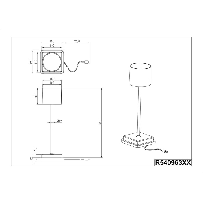 Світлодіодна бездротова настільна лампа Reality Lights Fernandez R54096131, 1,5 Вт, зарядна станція (червона)