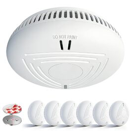 Набір димових сповіщувачів DAYTECH (6 шт.) з батареєю на 10 років, магнітним кріпленням, сертифікацією TÜV Rheinland, 85dB, тестуванням/вимкненням звуку, для спалень та дитячих кімнат – білий